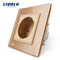 Livolo EU-Standard Steckdosen Gold Kristallglasscheibe AC220 ~ 250V 16A Steckdose VL-C7C1EU-13